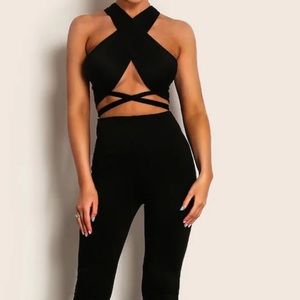 tie front top with pants set